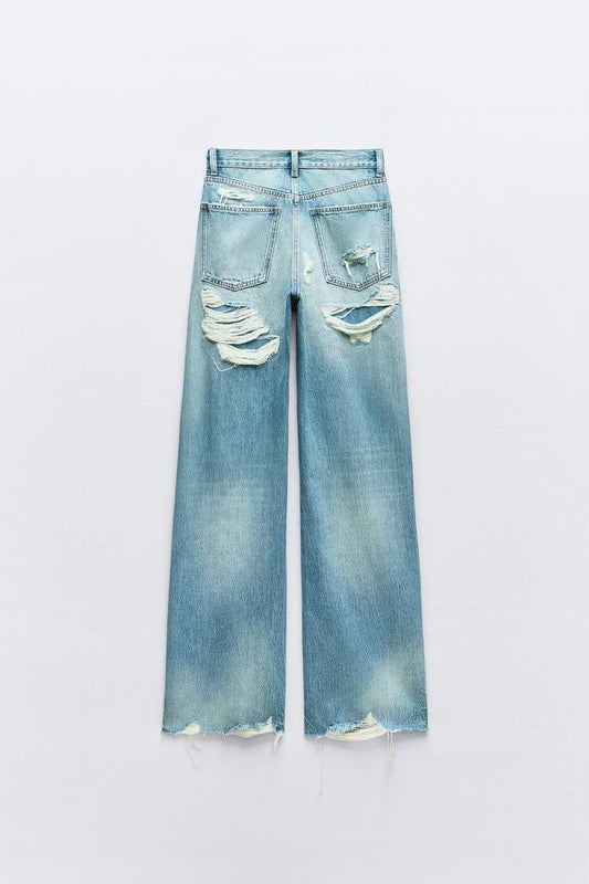 Za-Ra Highwaist Ripped straight fit jeans