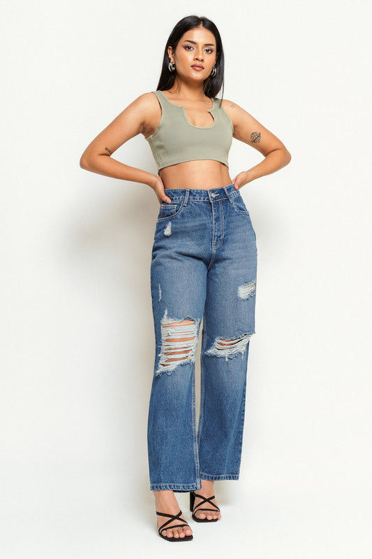Modish Blue Women's Straight Jeans