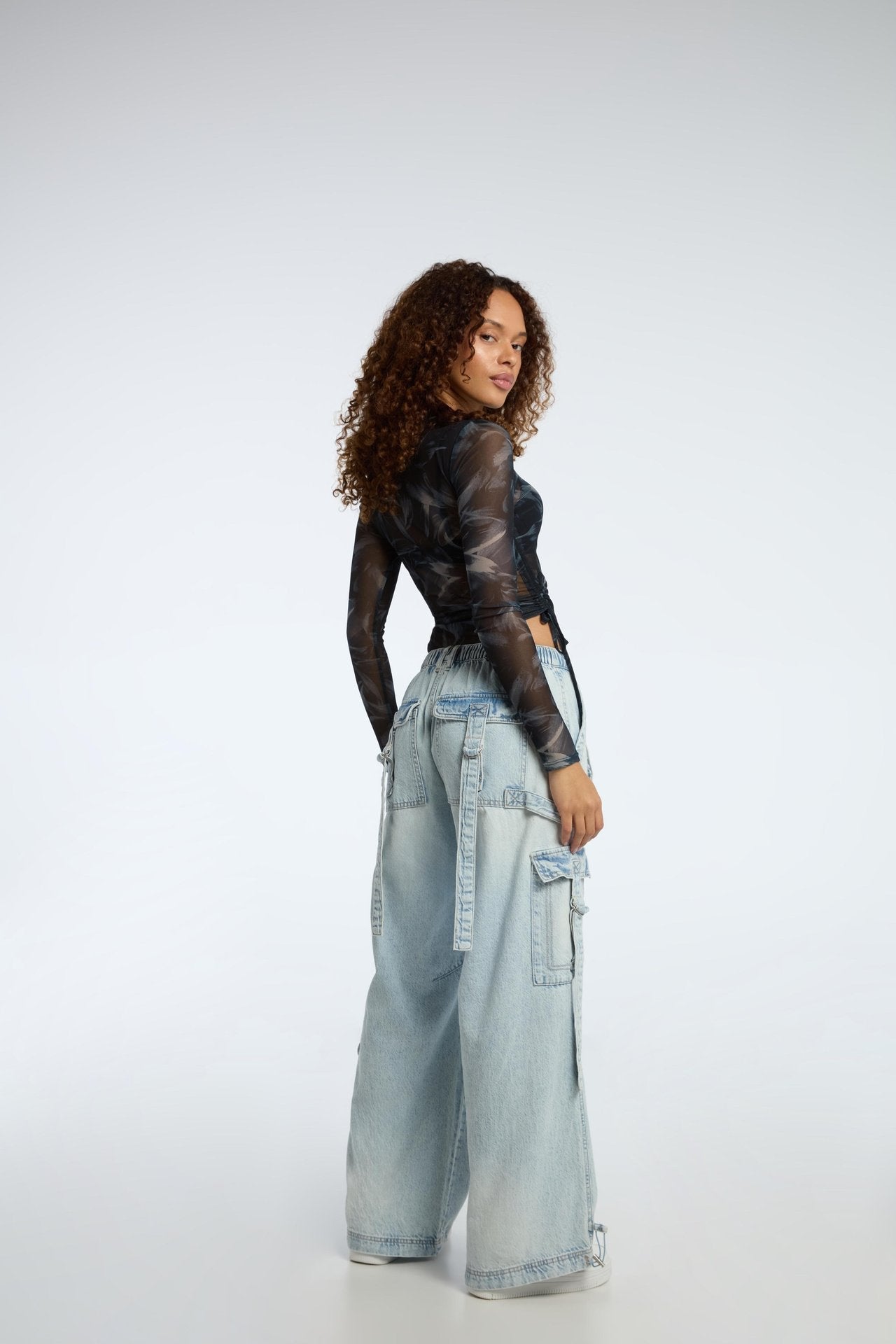 FB Unisex Premium Multipocket denim cargo Light blue
