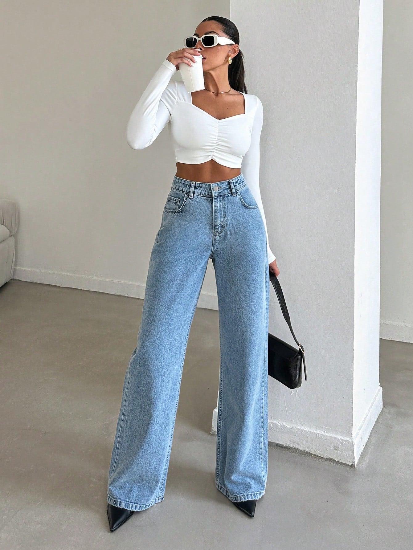 ON-LY Flex Stone Blue Wide Leg Jeans