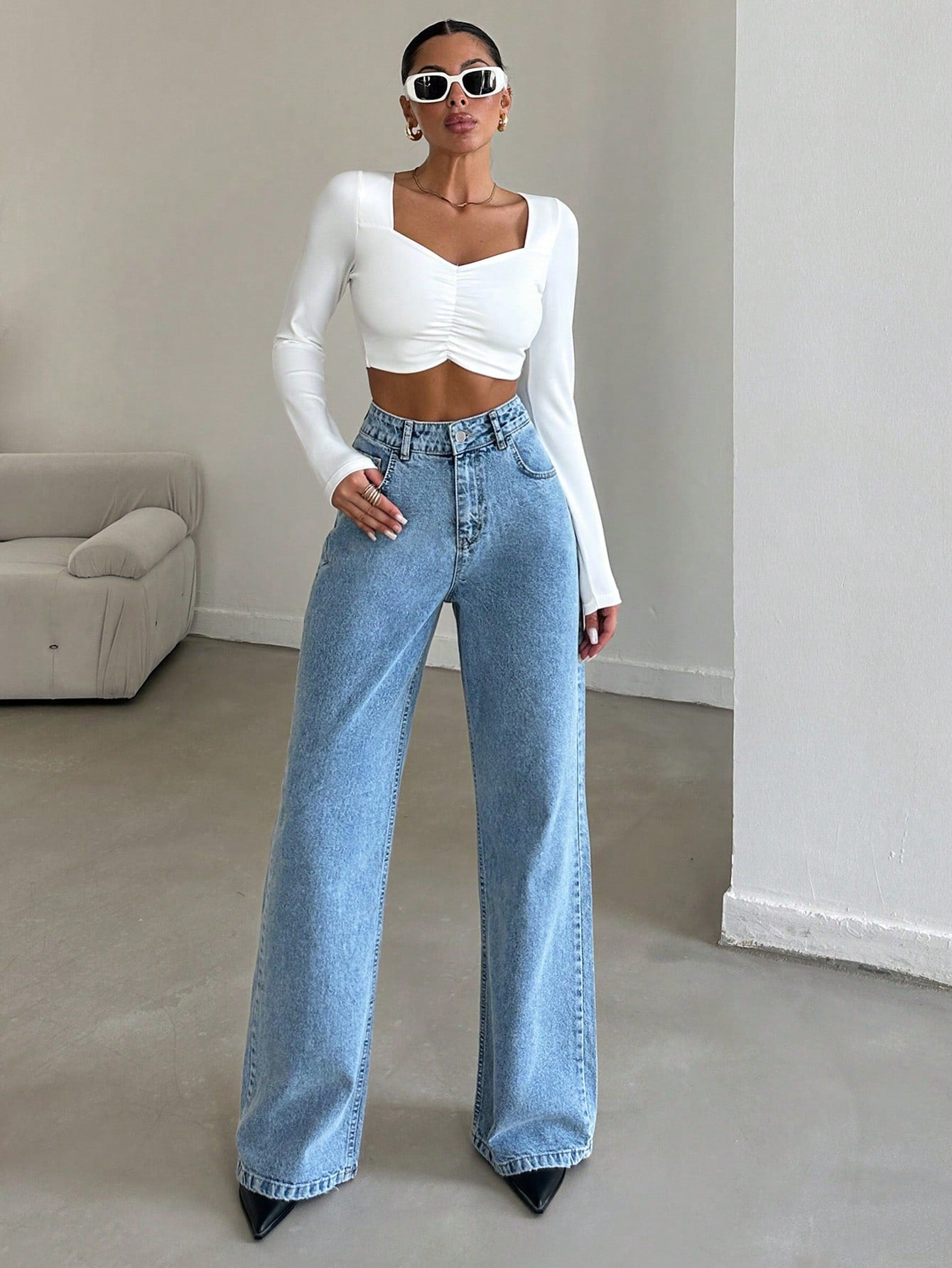 ON-LY Flex Stone Blue Wide Leg Jeans